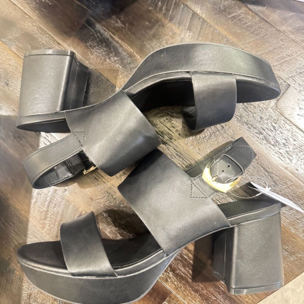 Aerosoles Camilia Black Platform Block Heel Sandals Size 11M New With Box
